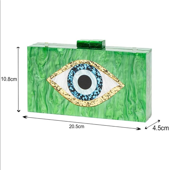 Green eye acrylic clutch purse new - Picture 6 of 6